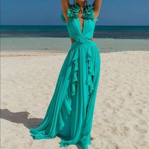 Patbo Flutter Dress in Cyan